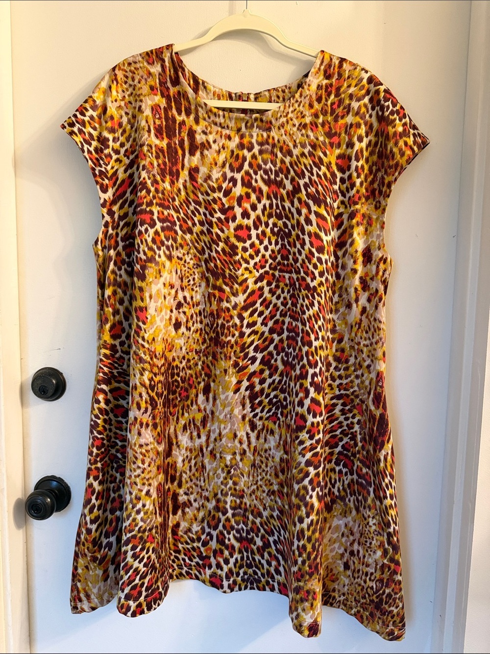 Uncle Frank Satin Swing A-Line Cheetah Print Dress xl